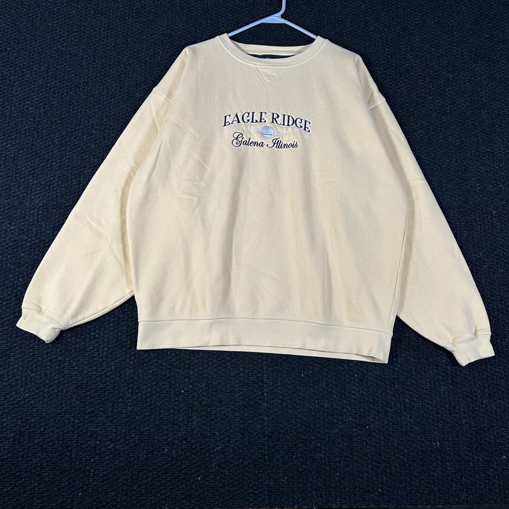 Vintage‎ Eagle Ridge Galena Illinois Crewneck Golf Sweatshirt Yellow Size Large